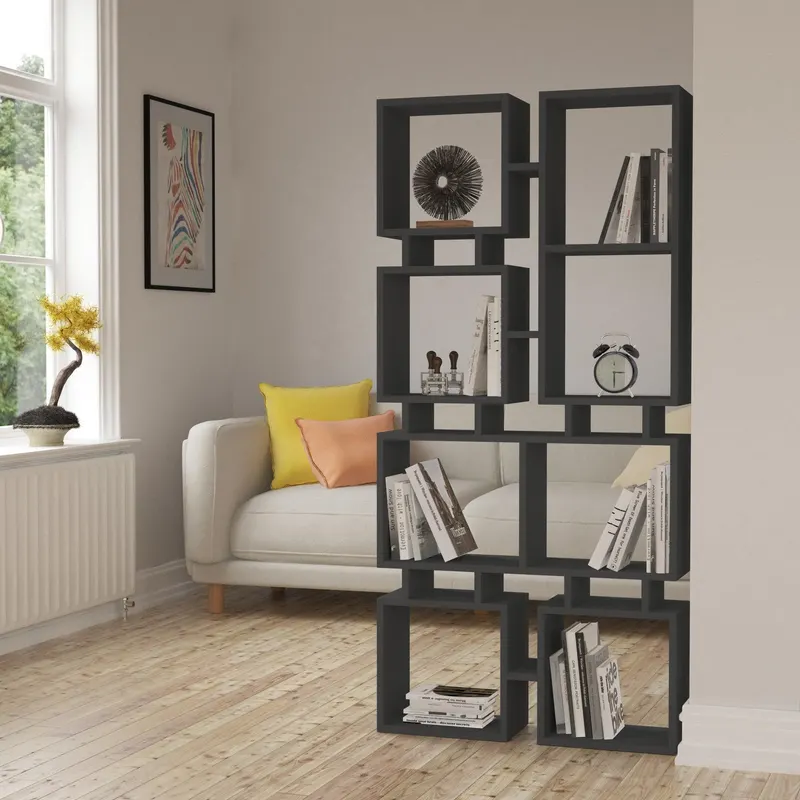Biblioteca Maze Lux cu Multe Rafturi, 79 x 167 x 24 cm - Gri