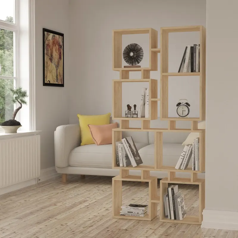 Biblioteca Maze Lux cu Multe Rafturi, 79 x 167 x 24 cm - Stejar