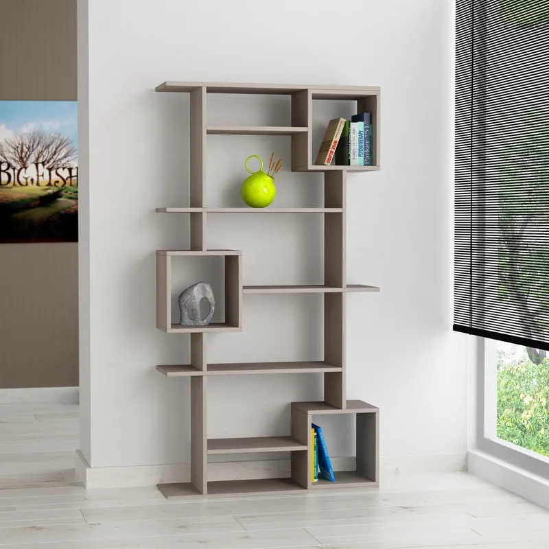 Biblioteca Takinomo cu 8 Rafturi, Design Japonez (diverse dimensiuni) - Bej