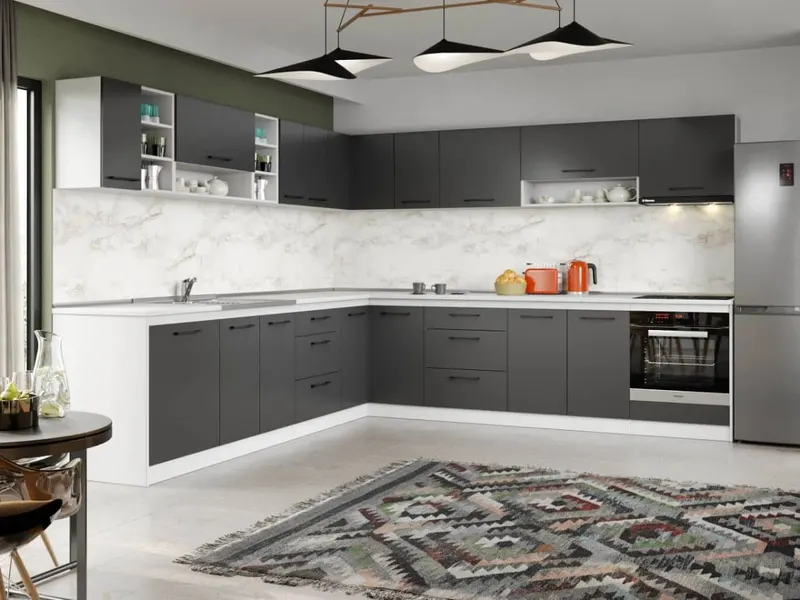 Set Mobila Bucatarie Colt Mina Grafit 300*300 Gri Antracit - C91 — imaginea 3