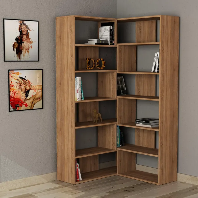 Biblioteca Molly , 12 Rafturi, 2 pozitie, 158 x 179 x 30 cm - Stejar