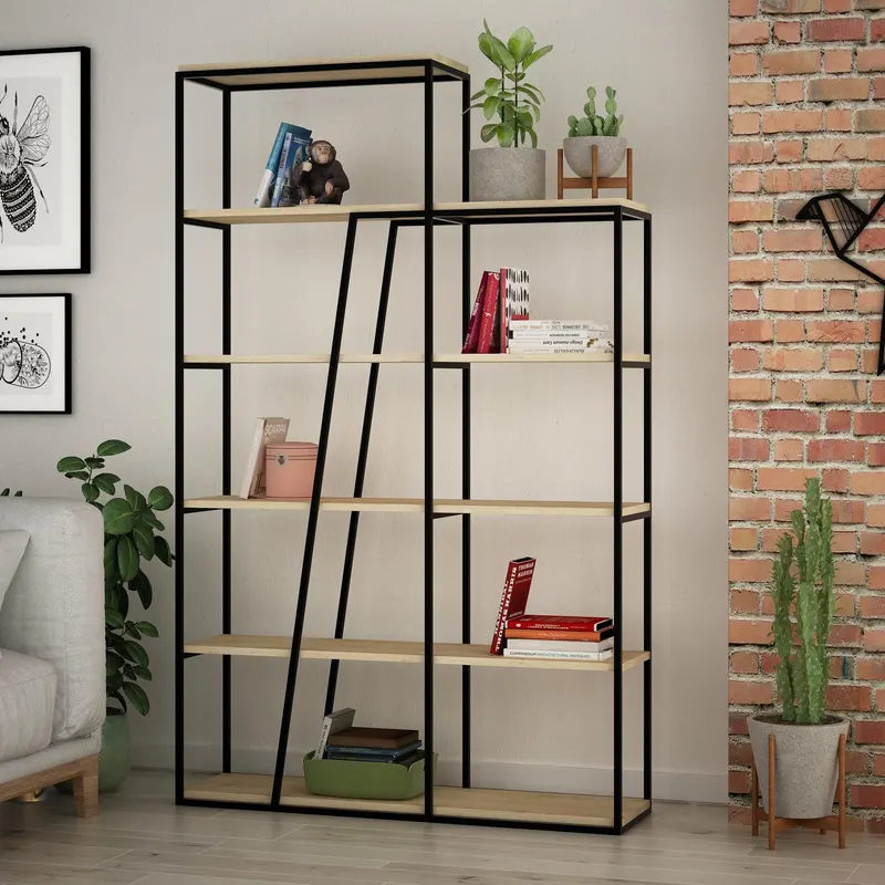 Biblioteca Hasmet cu 6 Rafturi, 110 x 178 x 29 cm - Stejar