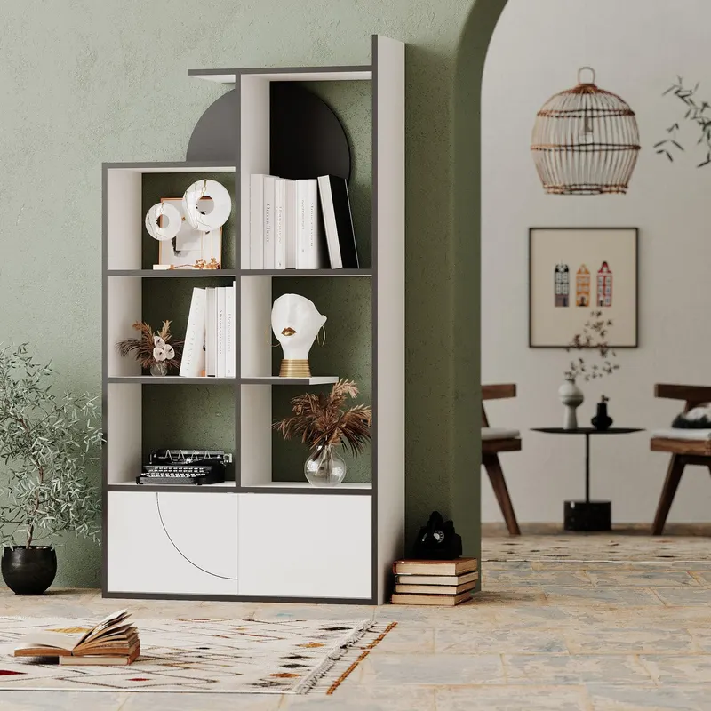 Biblioteca Half Design Lux cu 2 Usi si Rafturi, 85 x 164 x 30 cm - arsiv