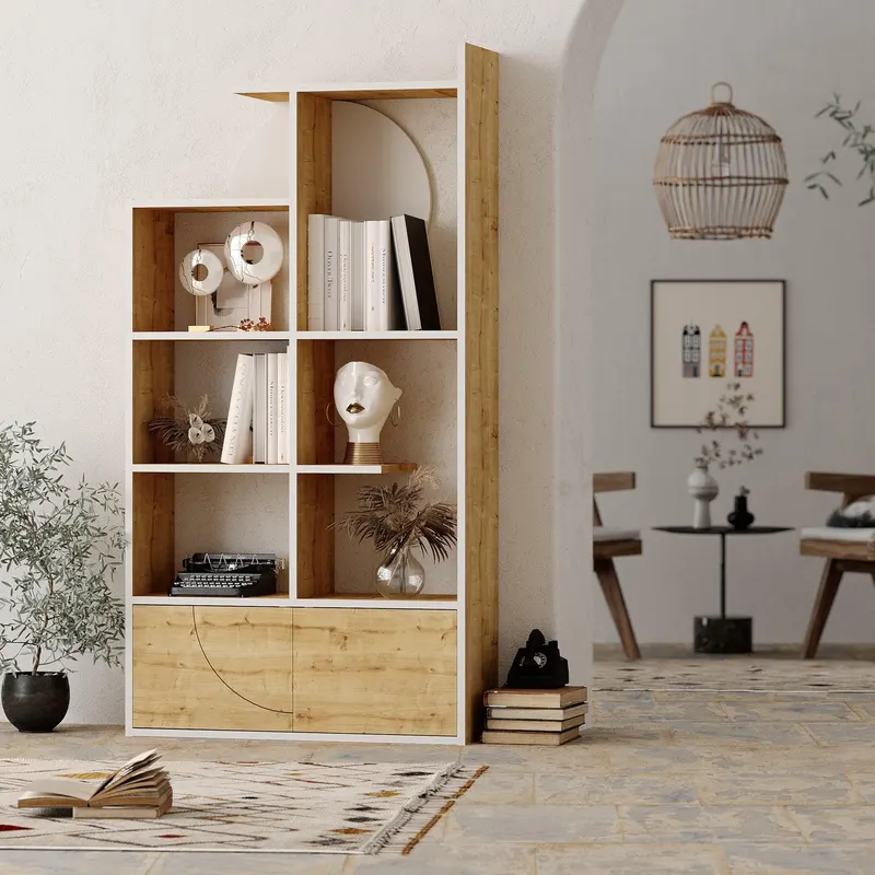 Biblioteca Half Design Lux cu 2 Usi si Rafturi, 85 x 164 x 30 cm - arsiv2