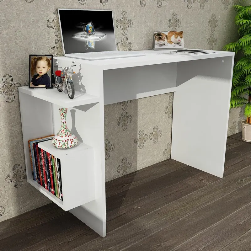 Birou Alaska cu rafturi, Alb, 104.5x40x73.8 cm - Alb