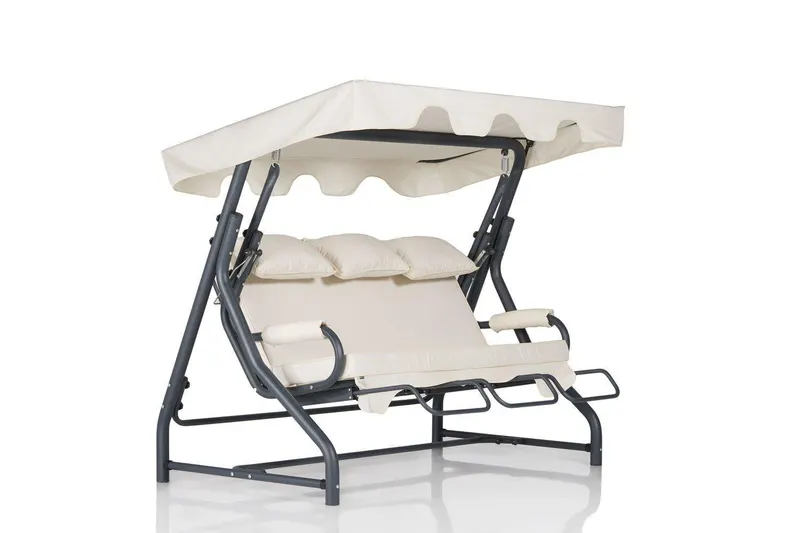 Balansoar de gradina cu 3 locuri Beyaz, Alb, 160x110x50 cm - Crem