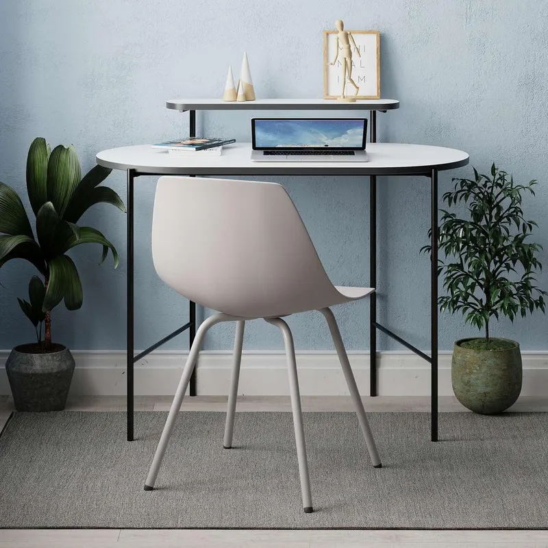 Birou Loub Sudy Desk cu Cadru Metalic,100 x 54 x 72 cm - Alb