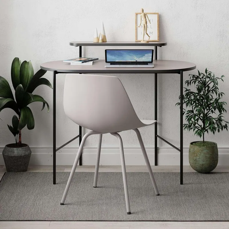 Birou Loub Sudy Desk cu Cadru Metalic,100 x 54 x 72 cm - Crem