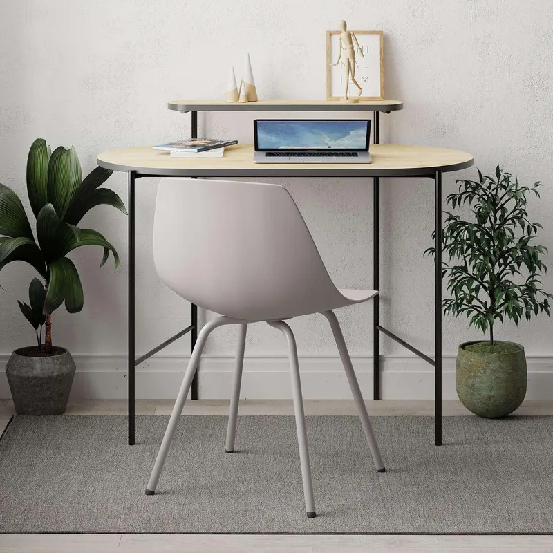 Birou Loub Sudy Desk cu Cadru Metalic,100 x 54 x 72 cm - Stejar