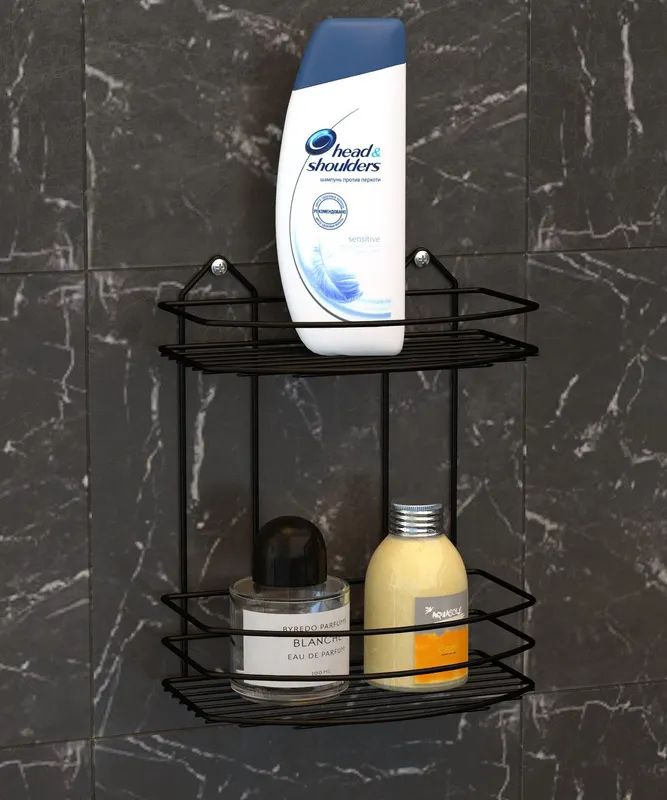 Organizator de baie BK008, Negru, 24x15x28 cm - Negru