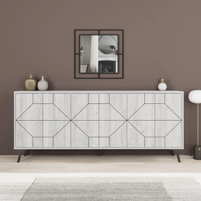 Consola Dune Living cu 6 Usi 184 x 78 x 35 cm - Alb