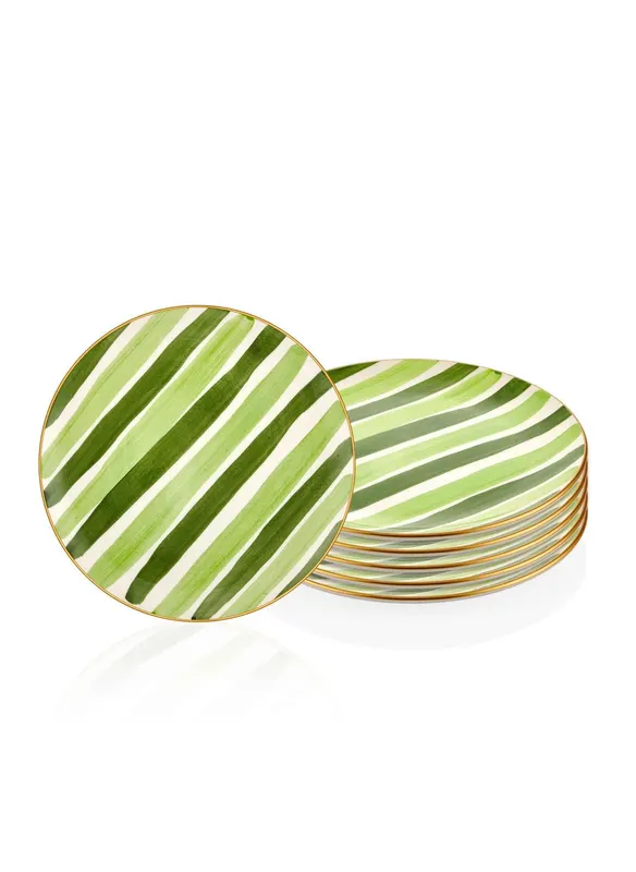 Set 6 Farfurii Linea, Ceramica, Verde, 26 cm - Verde