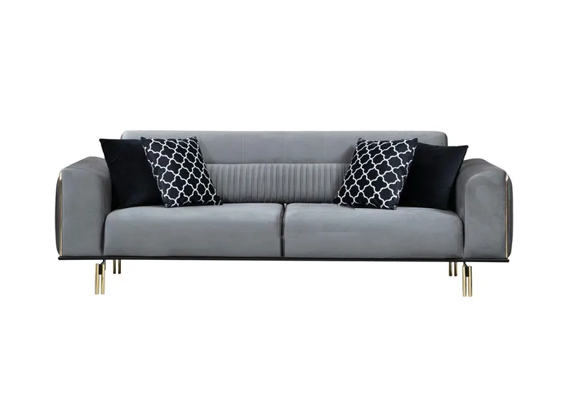 Canapea extensibila cu 3 Locuri London, Gri, 234 x 97 x 78 cm - Gri