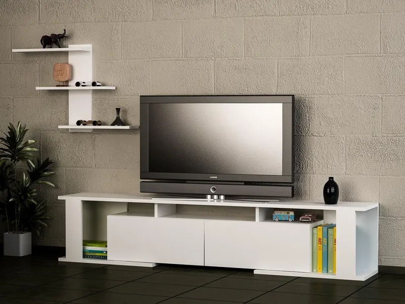 COMODA TV Ata, Alb, 180x37x30 cm - Alb