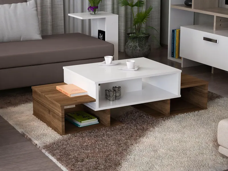 Masuta de cafea Mnlight, Alb, 103x39x60 cm - Alb