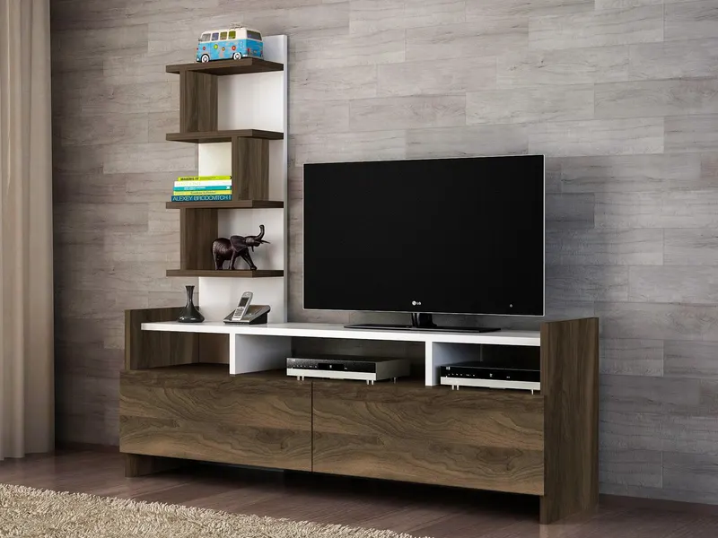 COMODA TV Minerva, Alb, 124x120x33 cm - Alb