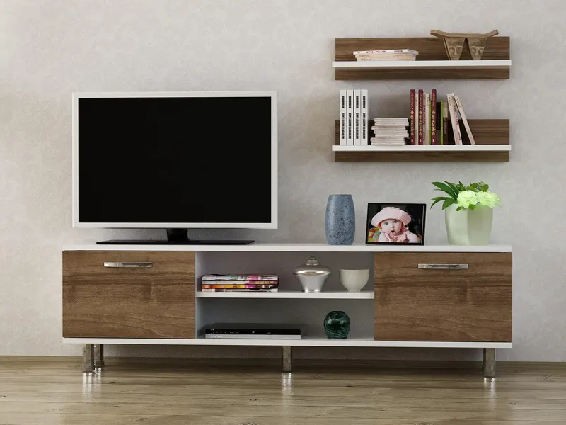 COMODA TV Milandra, Alb, 150x43x30 cm - Alb