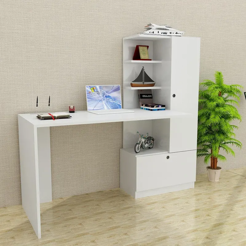 Birou Merinos cu 2 usi si rafturi, Alb, 120x61.8x73.8 cm - Alb