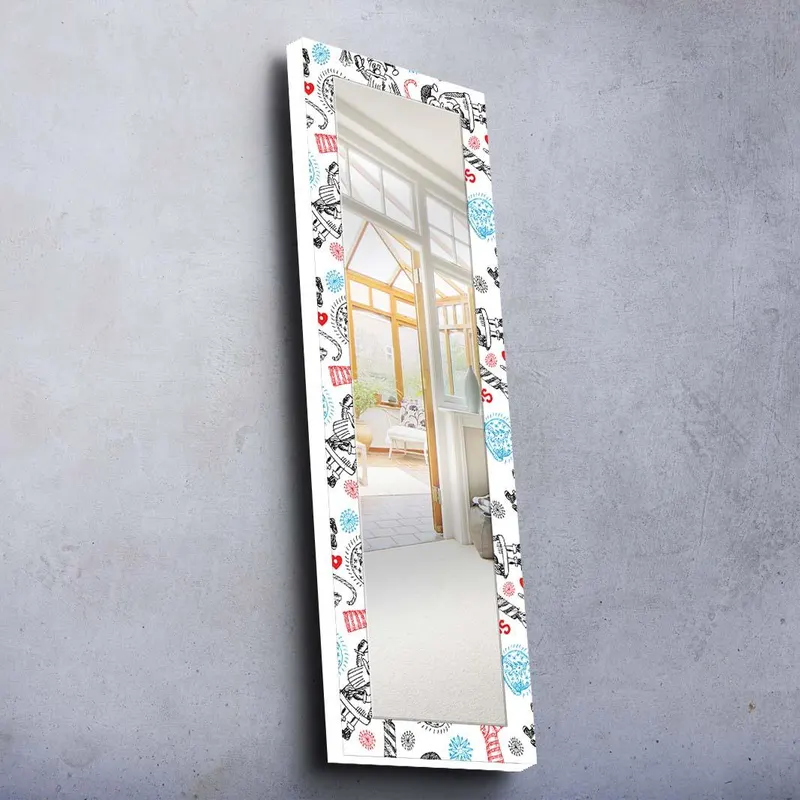Oglinda Decorativa Yanayna, 40x120x0.4 cm - Alb