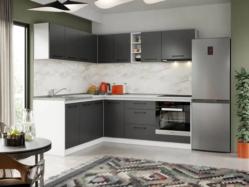 Set Mobila Bucatarie Colt Mina Grafit 180*220 Gri Antracit - C86 — imaginea 3