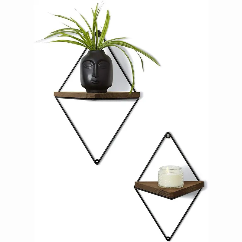 Raft decorativ de perete din lemn WR043, Nuc, 10x26x18 cm - Nuc