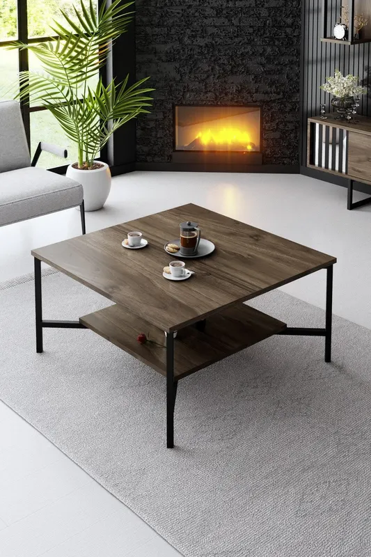 Masuta de cafea Black Line Coffee Table, Gri, 80 x 40 x 80 cm - Nuc