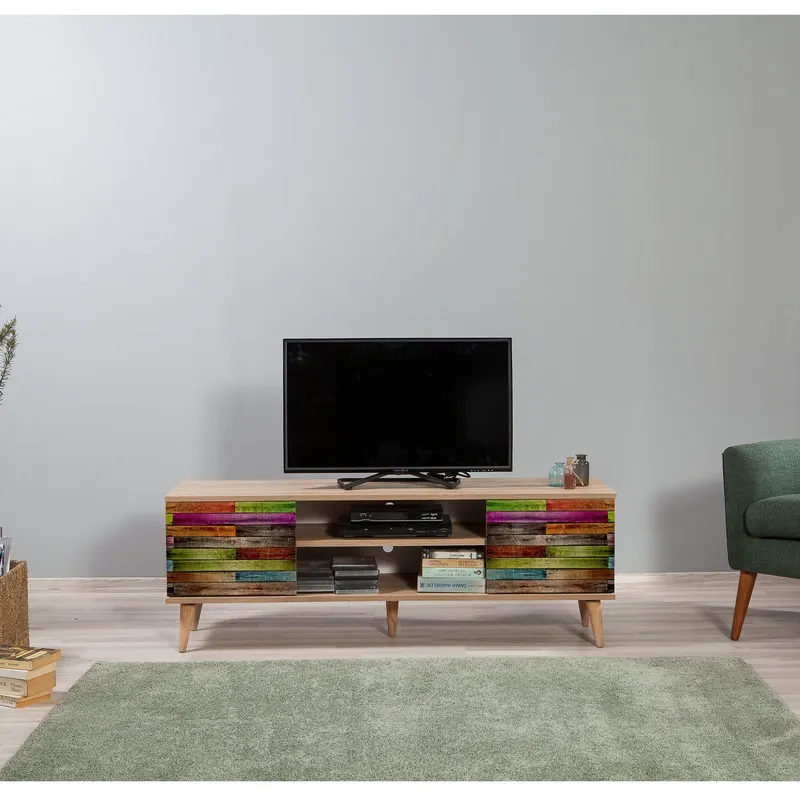 COMODA TV Truva -  TV Stand 3, Stejar Sonoma, 50x40x140 cm - Multicolor