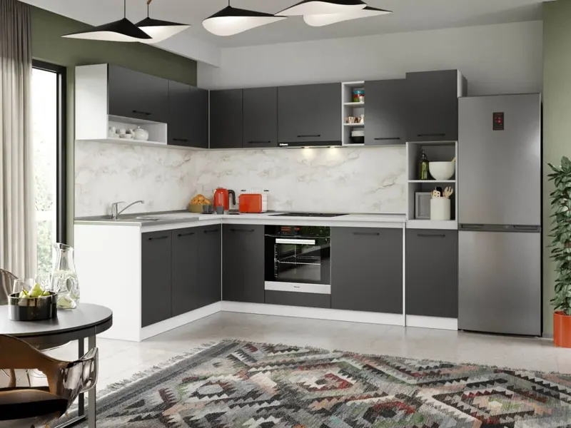 Set Mobila Bucatarie Colt Mina Grafit 180*260 Gri Antracit - C85 — imaginea 3