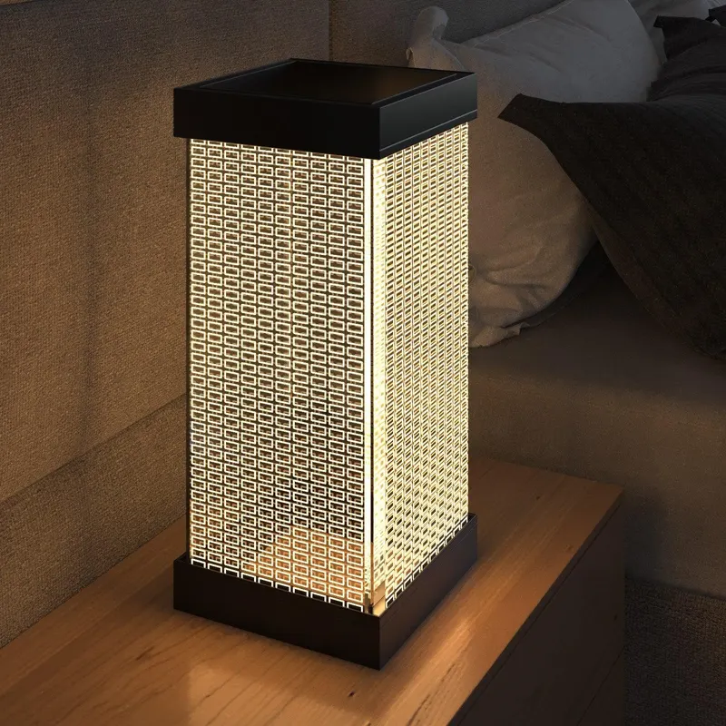 Lampă de masă TLT Panel Lampshade With Rectangle Pattern, Negru - Negru
