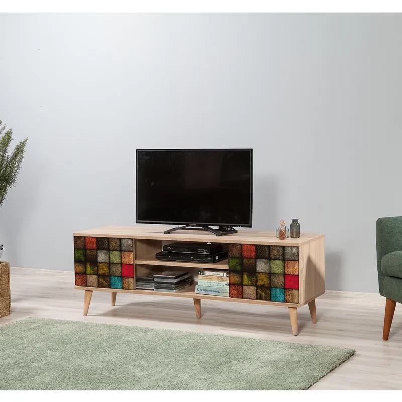 COMODA TV Truva -  TV Stand 15, Stejar Sonoma, 50x40x140 cm - Multicolor