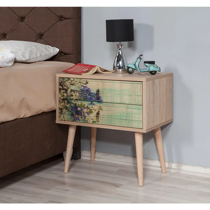 Noptiera Two - Nightstand 12, Stejar Sonoma, 61x40x60 cm - Multicolor