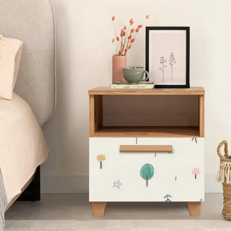 Noptiera Leva Alfa Colorblock Nightstand, Stejar, 40x52x45 cm - Multicolor