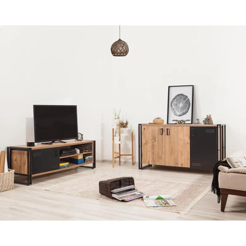 Set Mobila Sufragerie Takim 6, Stejar, 2 piese - Stejar