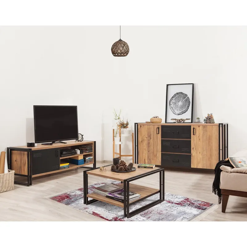 Set Mobila Sufragerie Takim 13, Stejar, 3 piese - Stejar