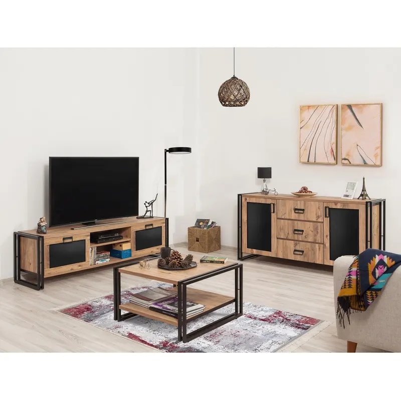 Set Mobila Sufragerie Takim 15, Stejar, 3 piese - Stejar