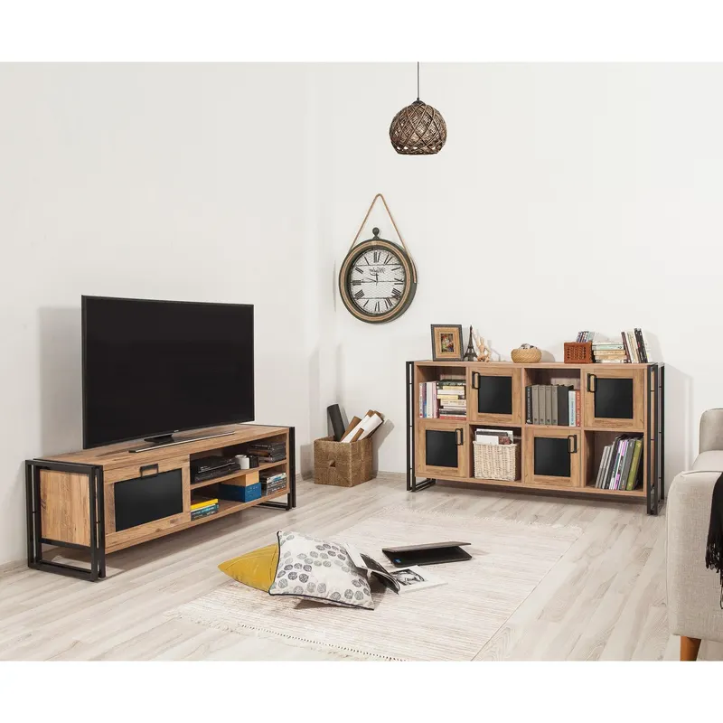 Set de mobilier de birou Birou Takim 16, Stejar, 2 piese - Stejar
