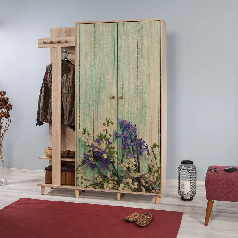 Cuier cu pantofar GARMANTO 135-200 Hall Stand 7, Stejar Sonoma, 135x36x192 cm - Multicolor