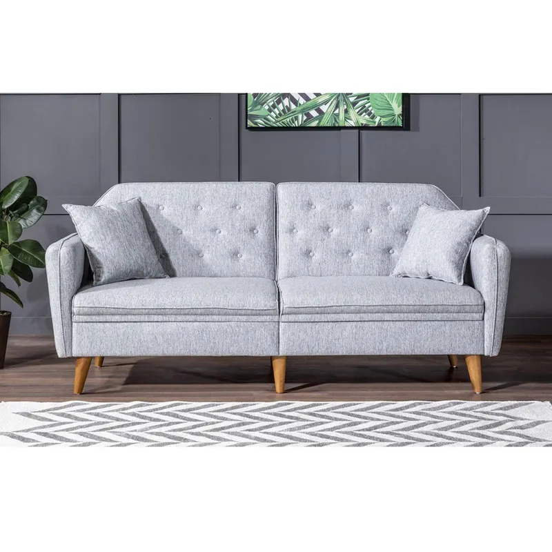 Canapea extensibilă 3 locuri Weghorst, Diverse culori, 202x83x82 cm - Gri deschis