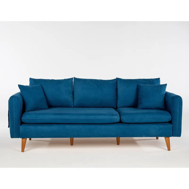 Canapea Fixa cu 3 locuri Eftal, 215 x 91 x 85 cm - Albastru