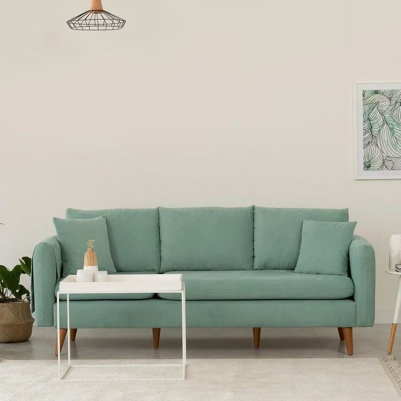 Canapea Fixa cu 3 locuri Eftal, 215 x 91 x 85 cm - Verde