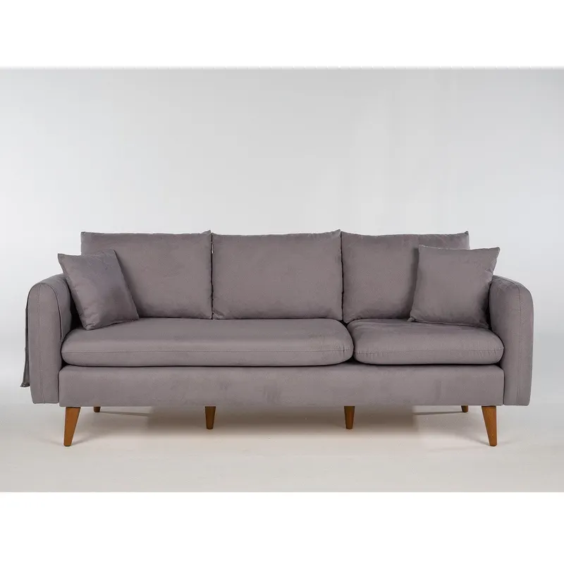 Canapea Fixa cu 3 locuri Eftal, 215 x 91 x 85 cm - Gri