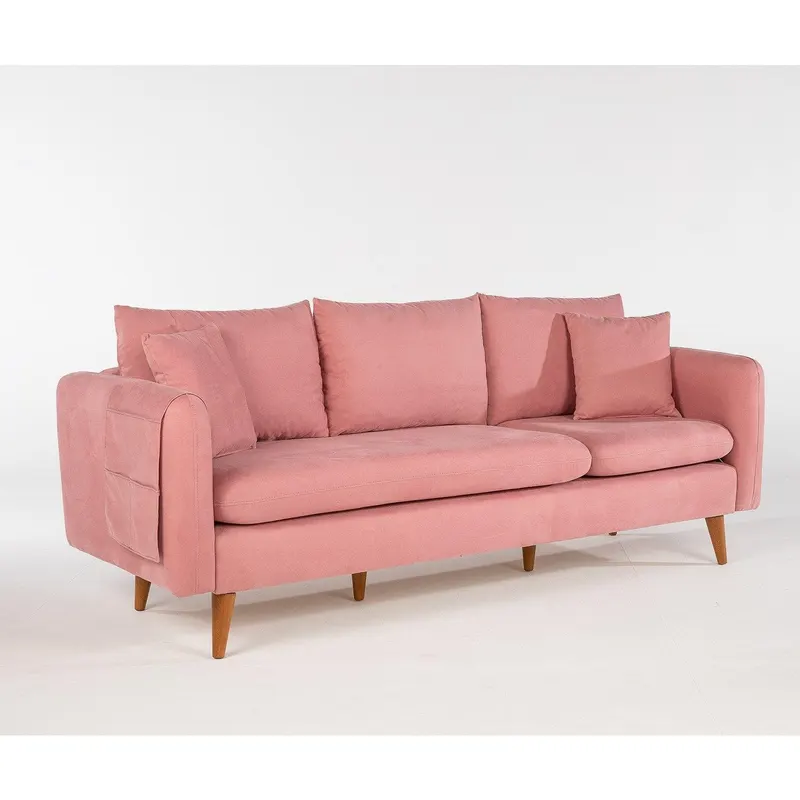 Canapea Fixa cu 3 locuri Eftal, 215 x 91 x 85 cm - Roz