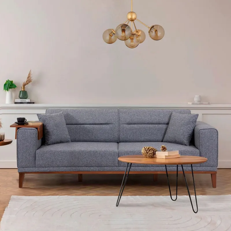 Canapea extensibilă 3 locuri Saiss, Diverse culori, 223x94x82 cm - Gri închis
