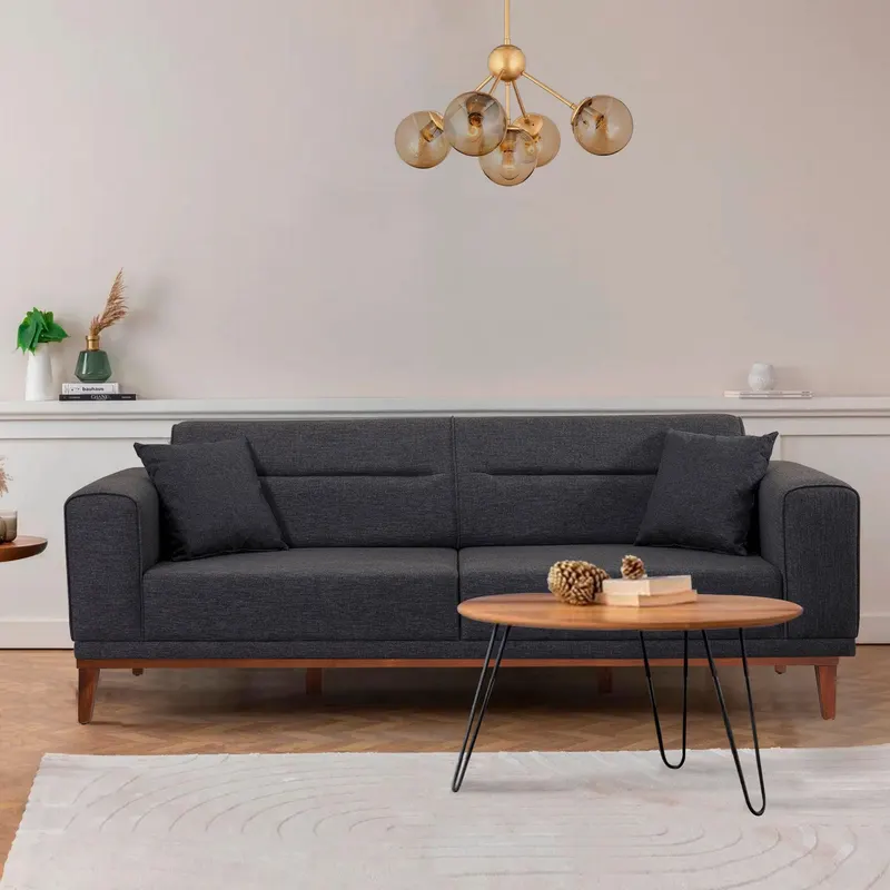 Canapea extensibilă 3 locuri Saiss, Diverse culori, 223x94x82 cm - Antracit
