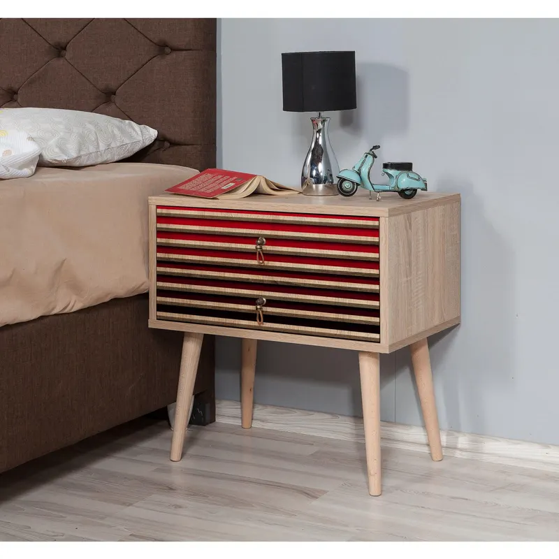 Noptiera Two - Nightstand 4, Stejar Sonoma, 61x40x60 cm - Multicolor