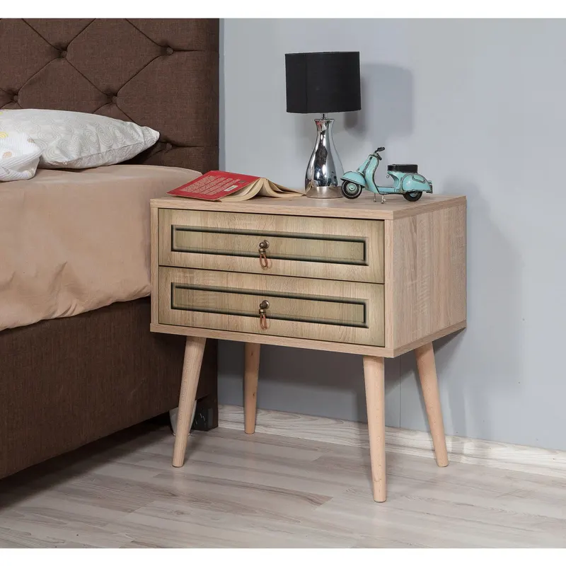 Noptiera Two - Nightstand 6, Stejar Sonoma, 61x40x60 cm - Multicolor