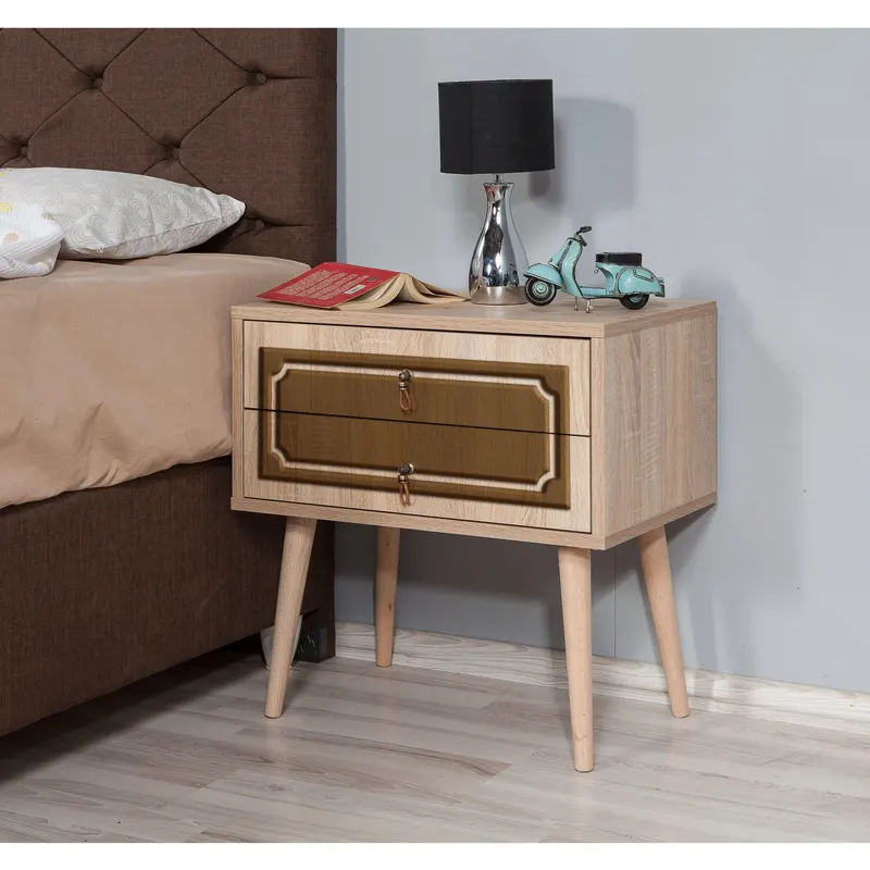 Noptiera Two - Nightstand 9, Stejar Sonoma, 61x40x60 cm - Multicolor