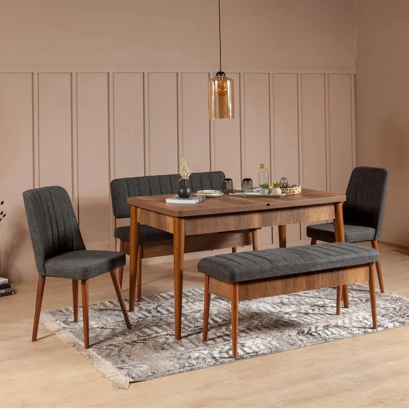 Set Masa Bucatarie și scaune (4 bucăți) Delly, 130x80x77 cm - Crem