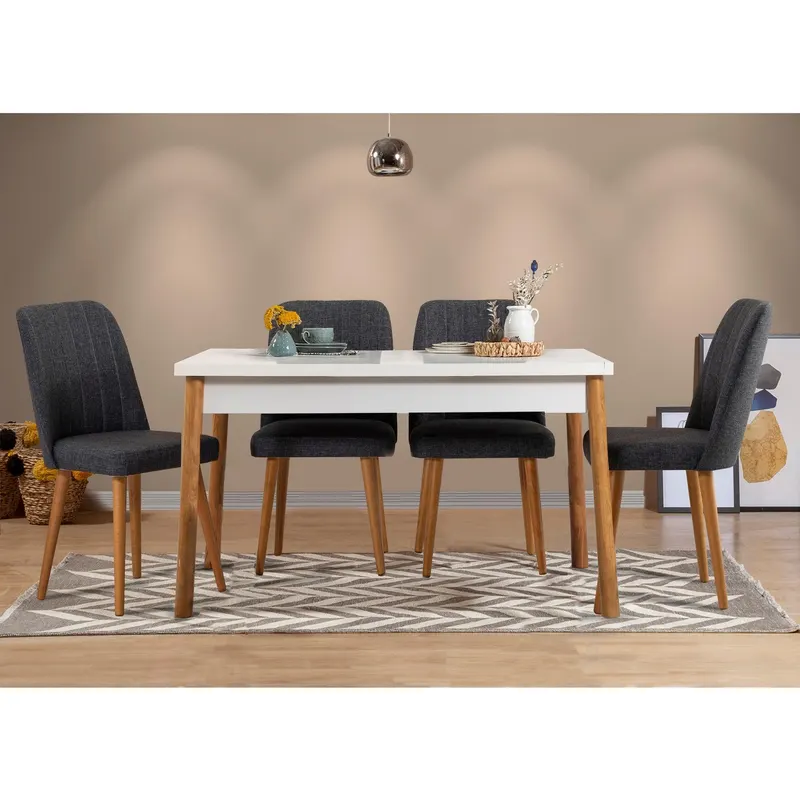 Set Masa Bucatarie și scaune (4 bucăți) Costa, 120x75x77 cm - Alb