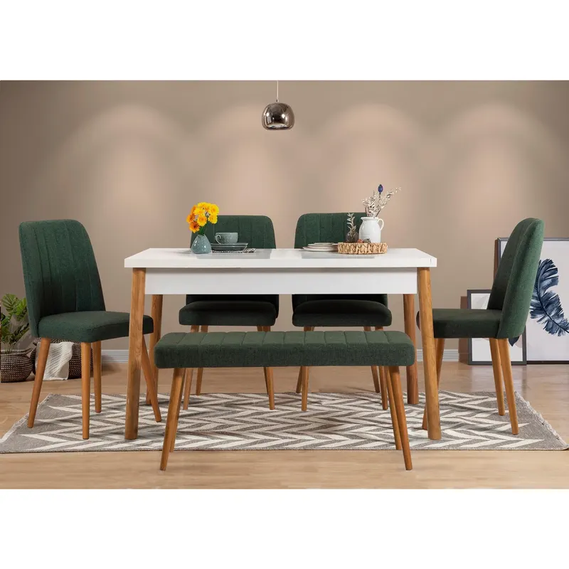 Set Masa Bucatarie și scaune (6 bucăți) Costa 1070, Stejar, 120x75x77 cm - Stejar